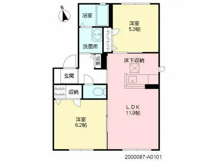 シャーメゾン永江町 (2LDK/1階)の間取り写真