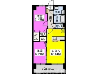 コゥジィーコート駅前通(2LDK/6階)の間取り写真