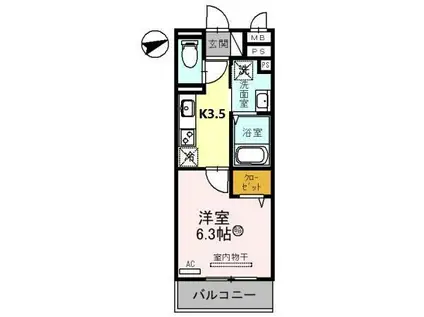 セジュール大村(1K/3階)の間取り写真
