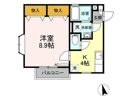 クァトロ・カーサ(1K/2階)の間取り写真