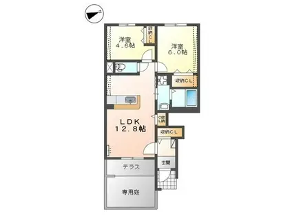 ヴァンヴェール(2LDK/1階)の間取り写真