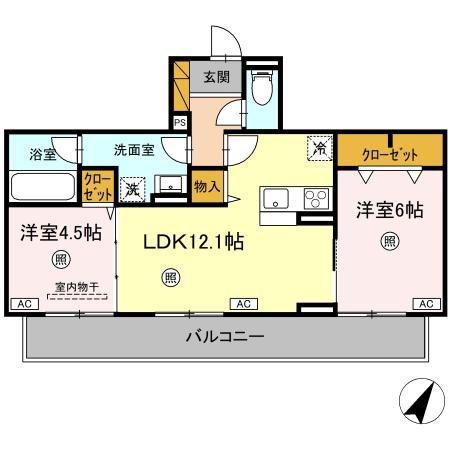 SERENVITA MATSUSHIRO(2LDK/2階)の間取り写真