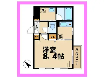 ラ・メゾン カシュ(1K/3階)の間取り写真