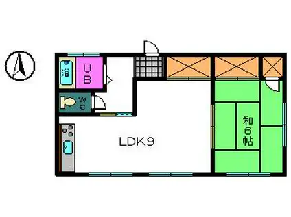 グリーンビレッジC(1LDK/2階)の間取り写真