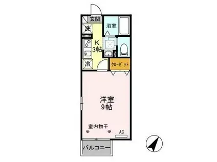 リビングカメリアA棟(1K/1階)の間取り写真