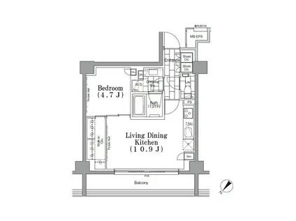 ONE ROOF FLAT TSUKISHIMA(1LDK/3階)の間取り写真