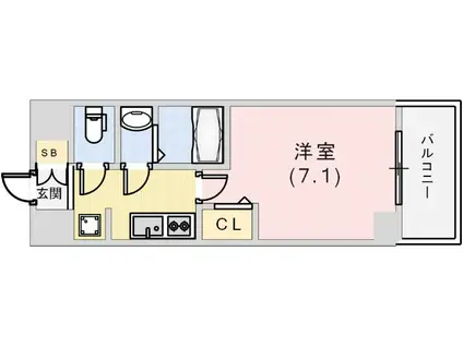 レジデンス神戸大倉山グルーブ(1K/4階)の間取り写真