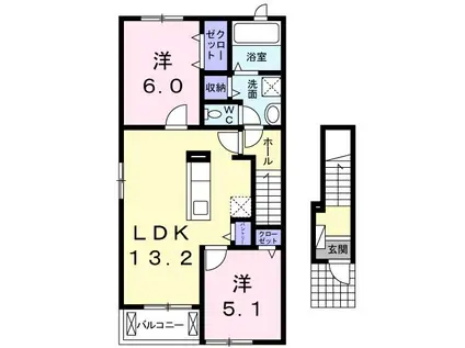 ヴィオラ パッソIII(2LDK/2階)の間取り写真