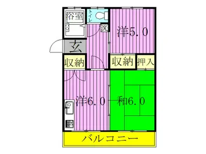 堀之内コート(2DK/2階)の間取り写真