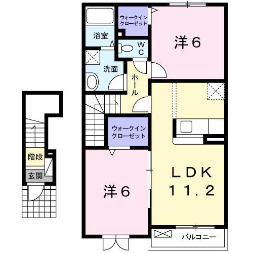 セルフィーユII(2LDK/2階)の間取り写真