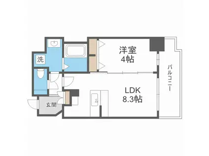 LA DOUCEUR谷町(1LDK/2階)の間取り写真
