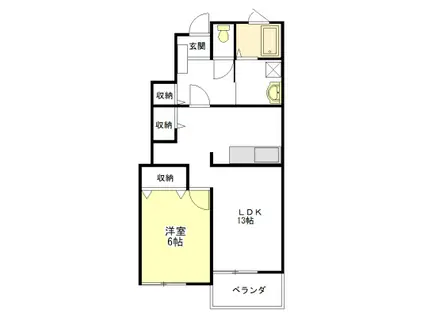 クレアII・III(1LDK/1階)の間取り写真