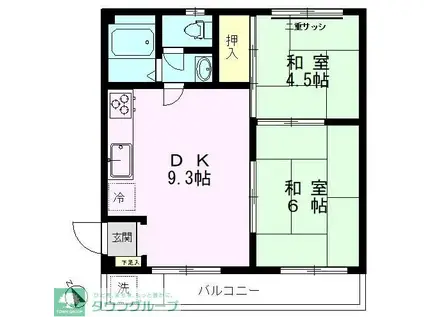 第41大宮ハイツ(2DK/3階)の間取り写真