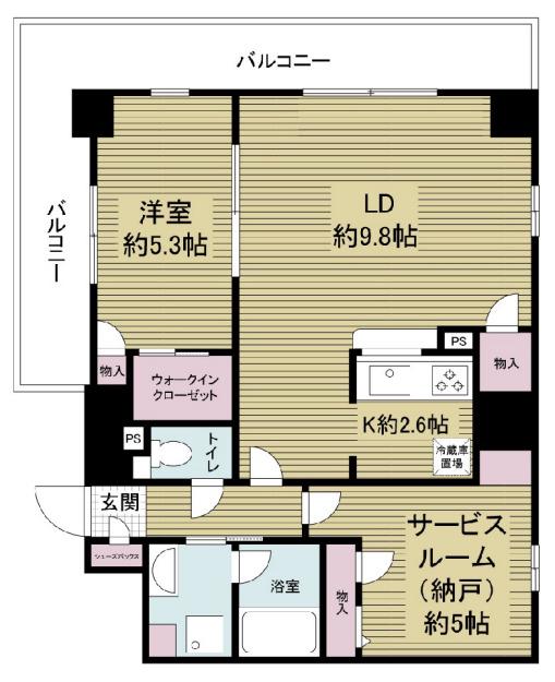 グランルージュ谷町六丁目(1SLDK/8階)の間取り写真