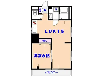国府台ステイツ(1LDK/4階)の間取り写真