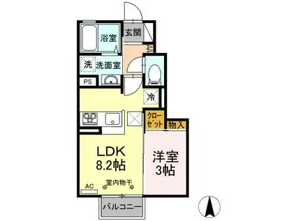 しなの鉄道 屋代駅 徒歩11分 2階建 築5年(1LDK/1階)の間取り写真