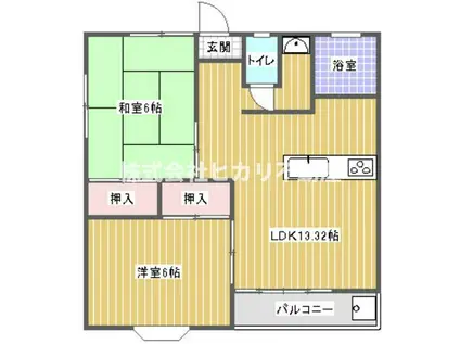 メゾン中岡(2LDK/2階)の間取り写真