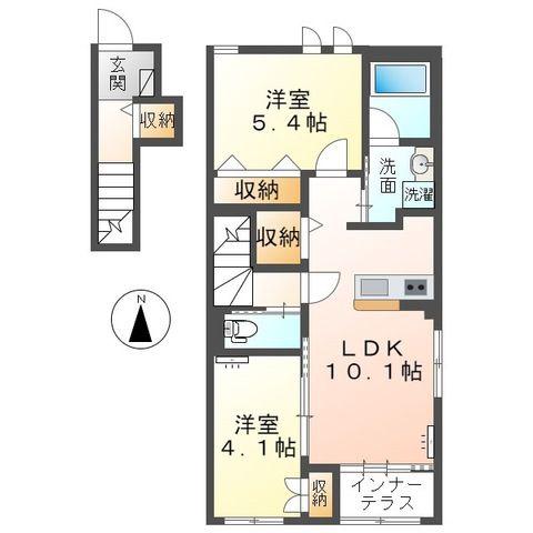MORUSBERG(2LDK/2階)の間取り写真