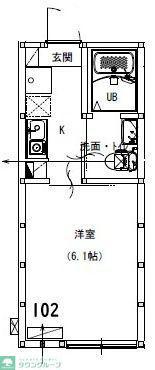 アルサーヴ千葉(1K/1階)の間取り写真