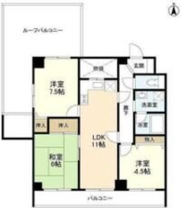 エスポワール緑地(3LDK/4階)の間取り写真