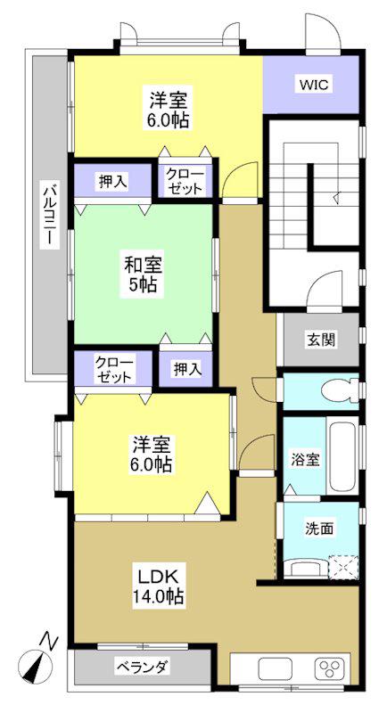 いながわ(3LDK/3階)の間取り写真