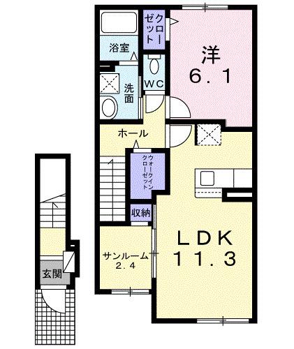 アリエッタ(1LDK/2階)の間取り写真