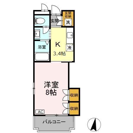 VILLA PINE PLAIN(1K/4階)の間取り写真