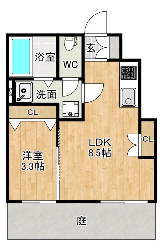コンフォートプレイス小倉(1LDK/1階)の間取り写真