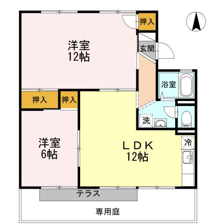 エトワール津島 A棟(2LDK/1階)の間取り写真