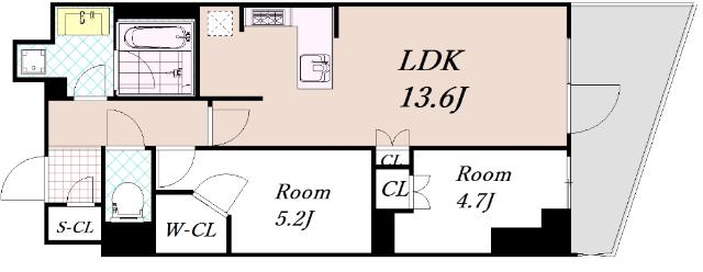 ブランズ京都河原町通(2LDK/5階)の間取り写真