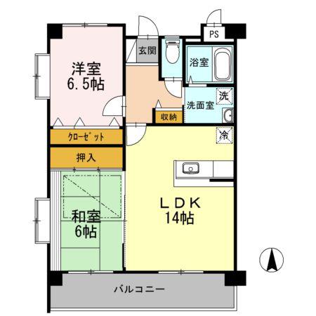 ルネスリヴェール(2LDK/1階)の間取り写真