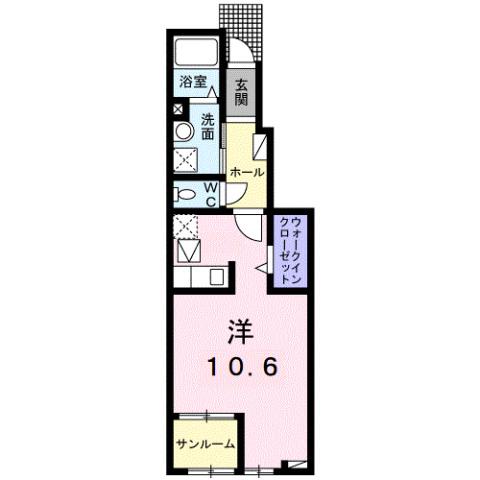 ルーベル宇多津IIA(ワンルーム/1階)の間取り写真