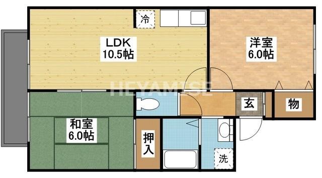 セジュール小野田(2LDK/2階)の間取り写真