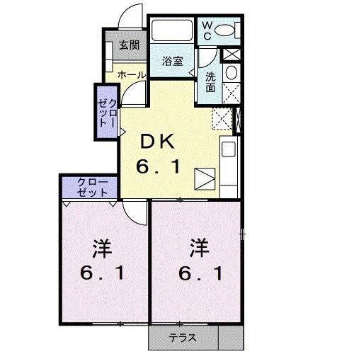 エクセルグリーン(2DK/1階)の間取り写真