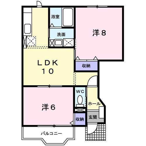 レジデンスアンソレイエ(2LDK/1階)の間取り写真