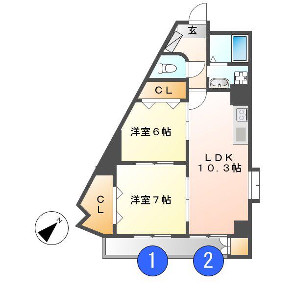 MEDIO18(2LDK/2階)の間取り写真