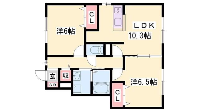 コンフォート高町II(2LDK/1階)の間取り写真