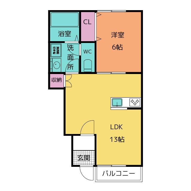 ユイマール(1LDK/1階)の間取り写真
