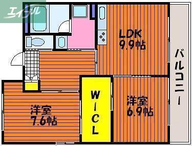 ハアラン御南(2LDK/4階)の間取り写真