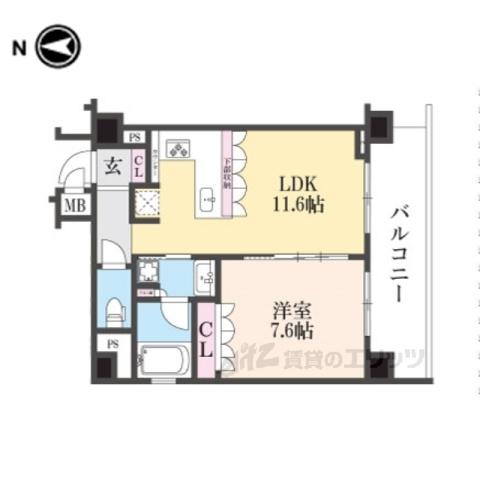 リーガル京都御所西5(1LDK/3階)の間取り写真