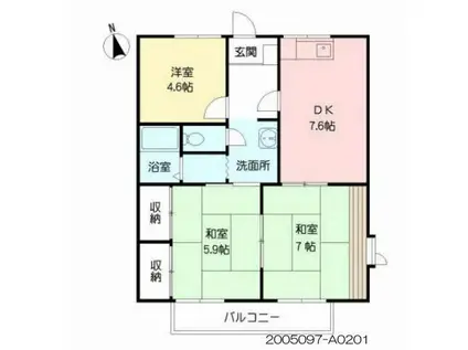 プロフィット西唐津 (3DK/2階)の間取り写真