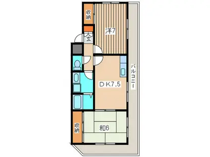 アルカディア飯島(2DK/2階)の間取り写真