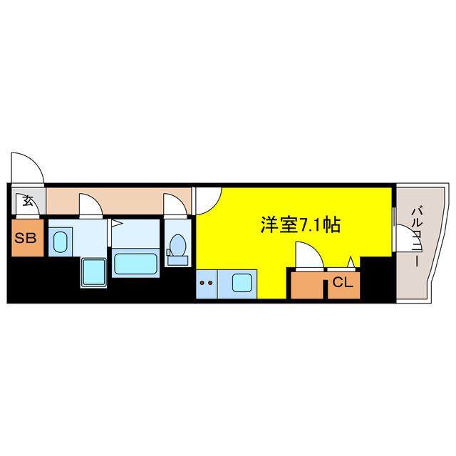 METROSA谷町六丁目サウス(ワンルーム/9階)の間取り写真