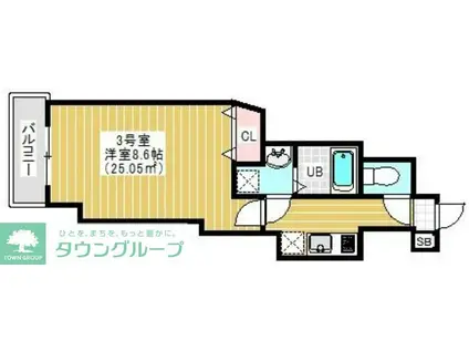 シャルム・ドゥ・プランドールII(1K/8階)の間取り写真