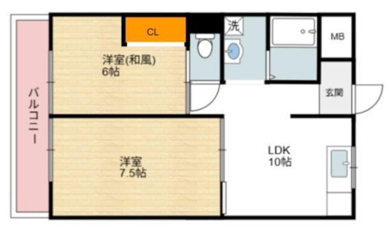 第一盛運マンション(2LDK/3階)の間取り写真