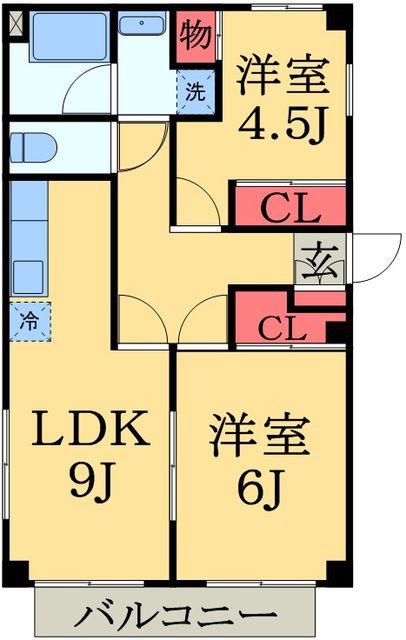 第5フェニックス(2LDK/4階)の間取り写真