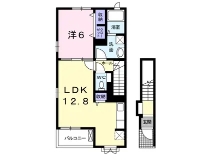 八街市文違 1LDK 2階(1LDK/2階)の間取り写真