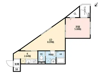 立川セイワレジデンス3(1LDK/2階)の間取り写真
