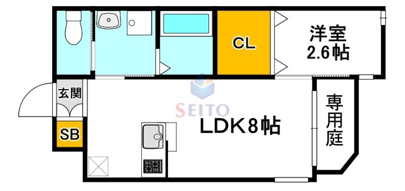 リアコート関大前II(1LDK/1階)の間取り写真