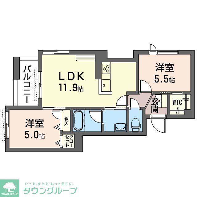 クレスティーク白金台(2LDK/2階)の間取り写真